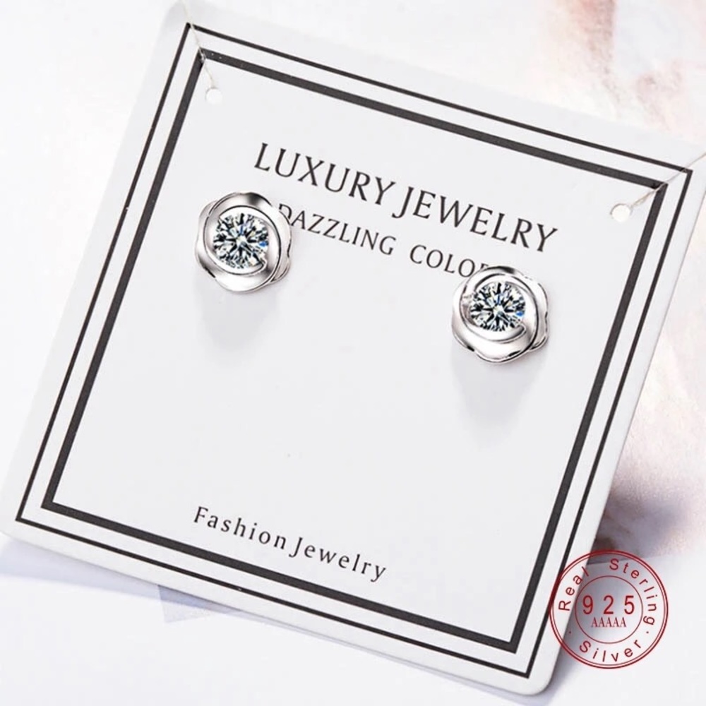 New silver plated Rose Flower Stud Earing